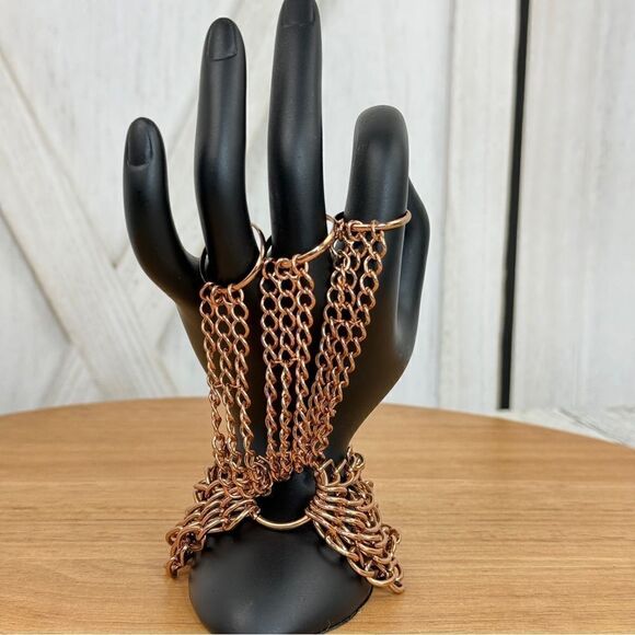 Para Hand Chain Bracelet Rings Rose Gold Color - Picture 2 of 12